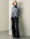 Gray Embroidered Loose Knit Cardigan