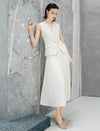 Pleated High-Waist Midi Skirt