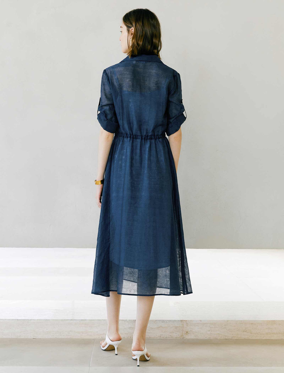 V-Neck Tencel Shirt Dress