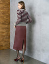 Straight Midi Skirt with Button Detail