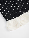 Black Polka Dot Puff Sleeve Ruffle Hem Dress