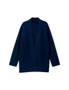Wool Blend Shawl-Collar Open-Front Pocket Cardigan