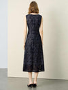Black Floral Embroidered Mesh Midi Dress
