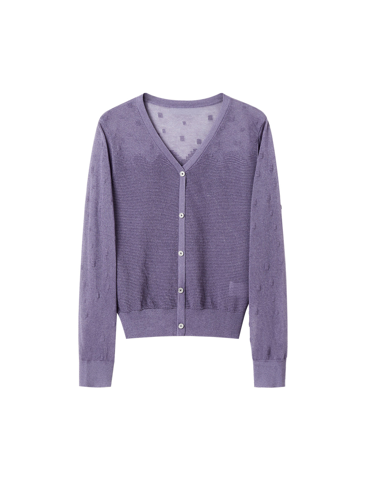 Pointelle Knit Button-Front Cardigan