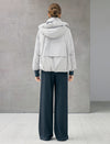 Detachable-Hood Stand-Collar Zip-Front Cropped Puffer Jacket
