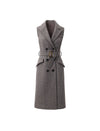 Wool Blend Sleeveless Belted Dress