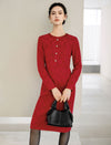 Lace Long Sleeve Fitted Straight-Fit Dress