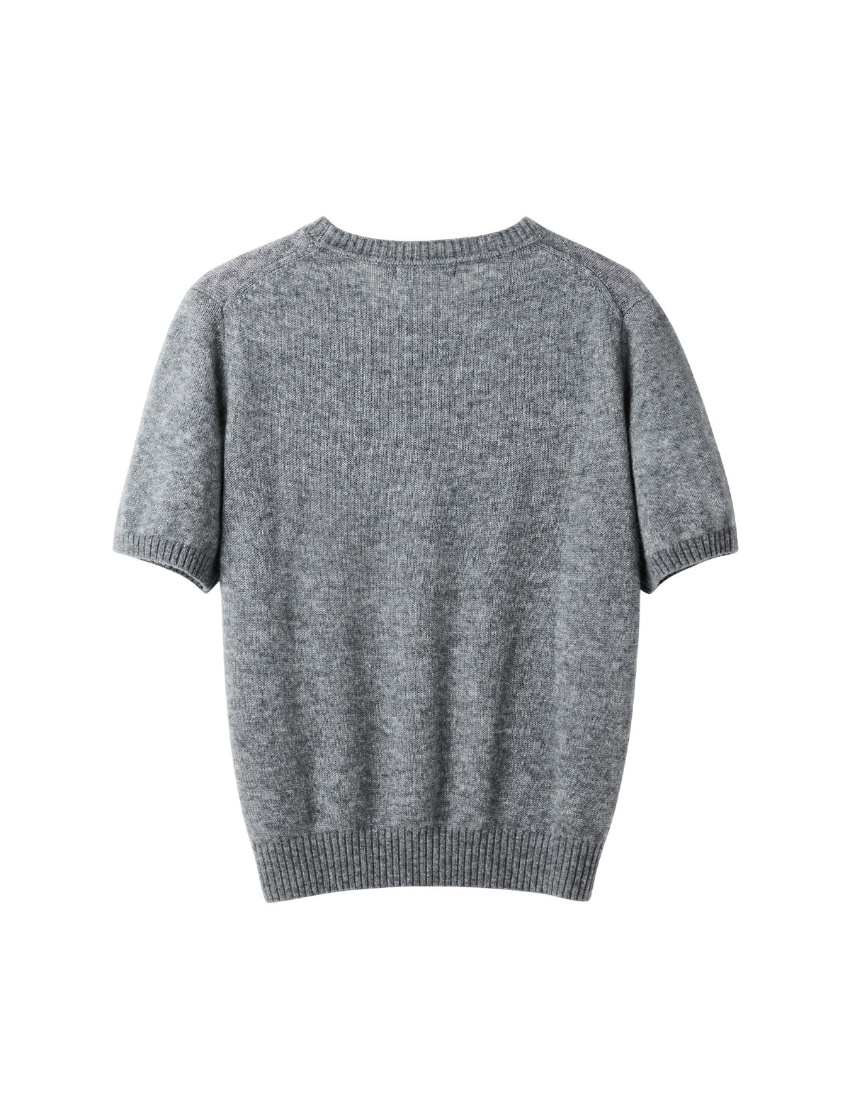 Wool Blend Pearl Brooch Short Sleeve Sweater