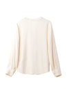 Solid Color V-Neck Long Sleeve Blouse