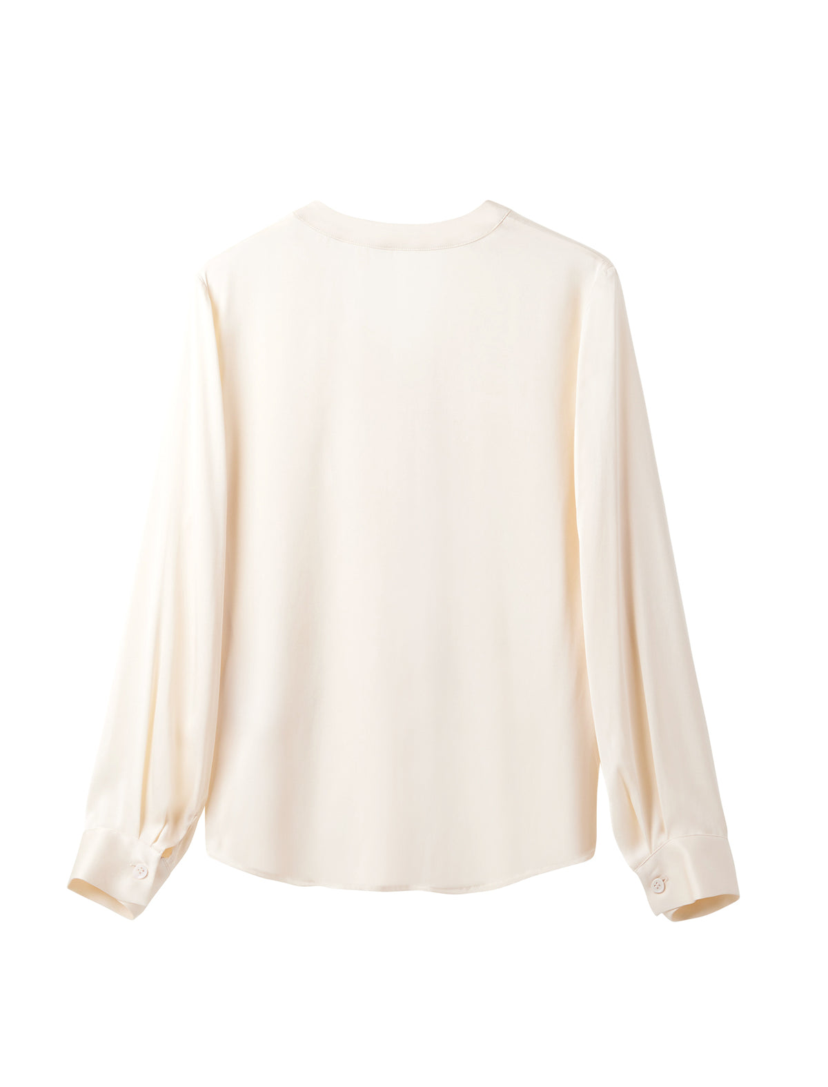 Solid Color V-Neck Long Sleeve Blouse