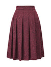 Sparkle Tweed Box-Pleated Knee-Length Skirt