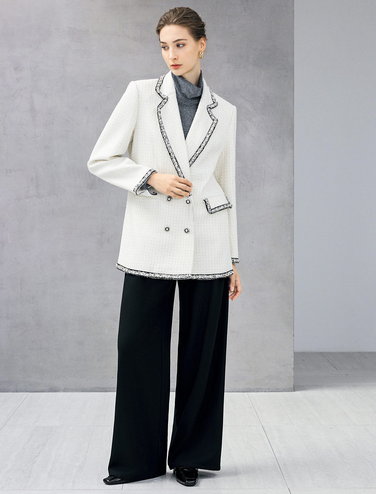 Shimmer Ruched Turtleneck Fitted Long Sleeve Top