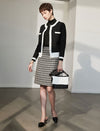 Wool Blend Textured Fitted Straight-Fit Skirt