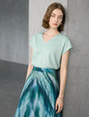 Mint Green V-Neck Cap Sleeve Blouse