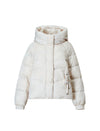 Floral Pattern Hooded Zip-Front Cropped Puffer Jacket