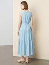 Light Blue Ruffle Lace Tiered Maxi Dress