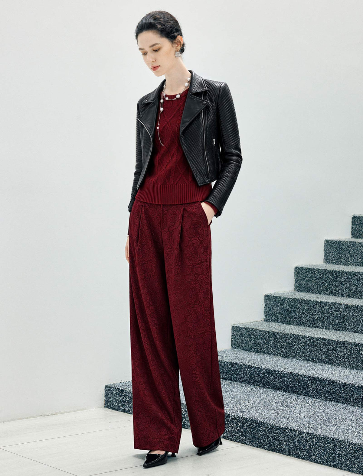 Pocket Straight-Fit Wide-Leg Pants