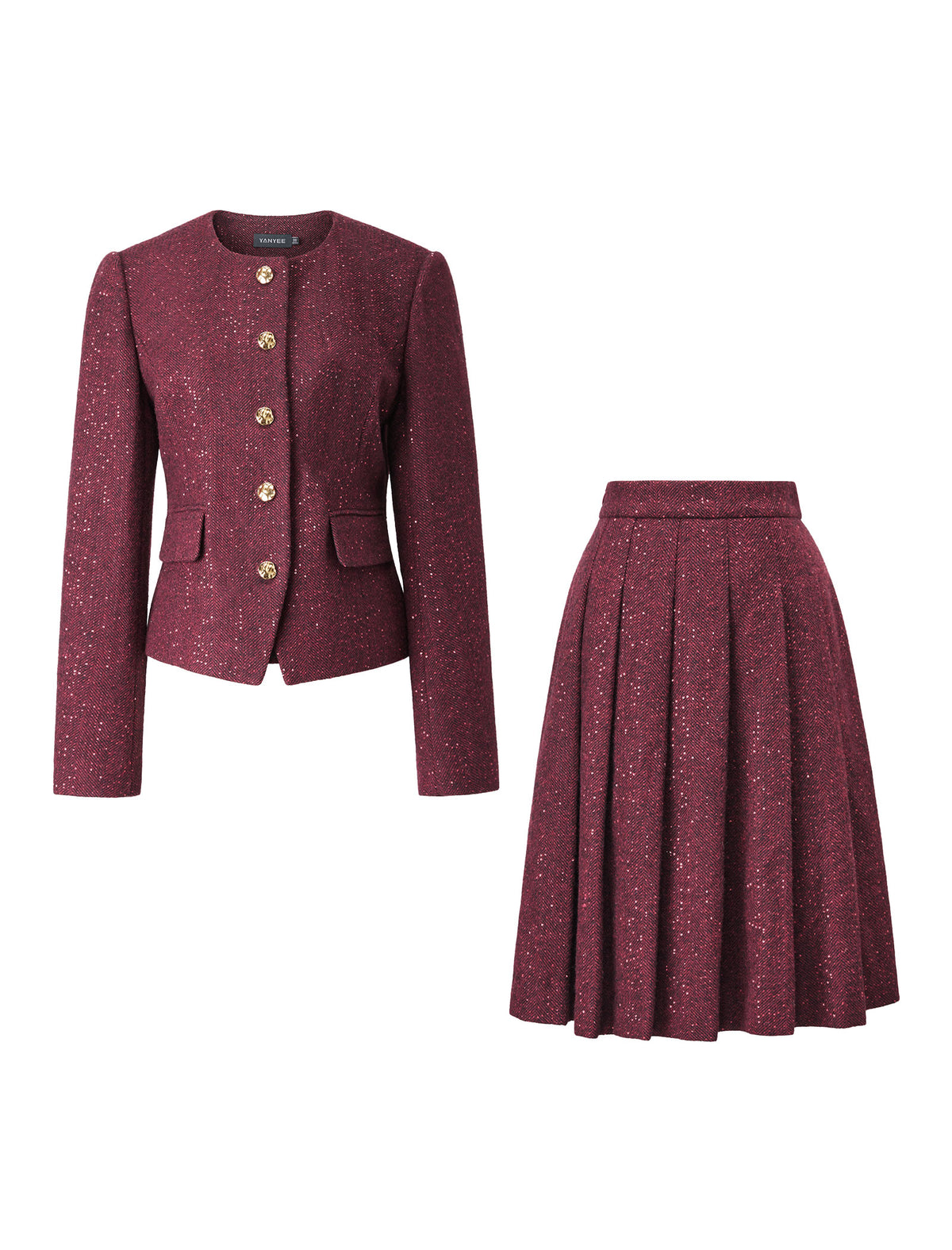 Burgundy Sequin Two‑Piece Set