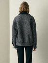 Tweed Wool-Blend Fleece Collar Jacket