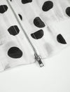 Tencel Linen Blend Polka Dot Sheer Bomber Jacket
