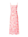 100% Mulberry Silk Watercolor Cowl Neck Maxi Dress