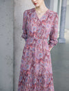 Elastic Waist Floral Chiffon Dress