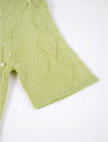 Light Green Pearl-Embellished Short Sleeve Cardigan
