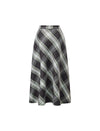 Plaid Bias-Cut A-Line Midi Skirt