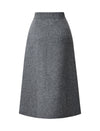 Wool Gray Double-Faced High-Waist A-Line Midi Skirt