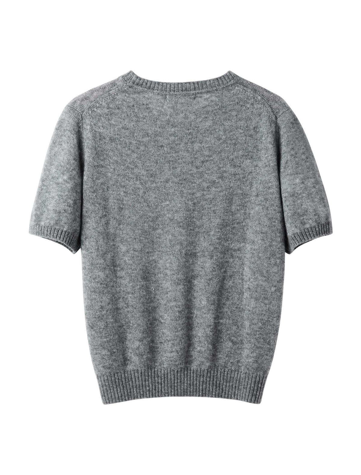 Wool Blend Pearl Brooch Short Sleeve Sweater