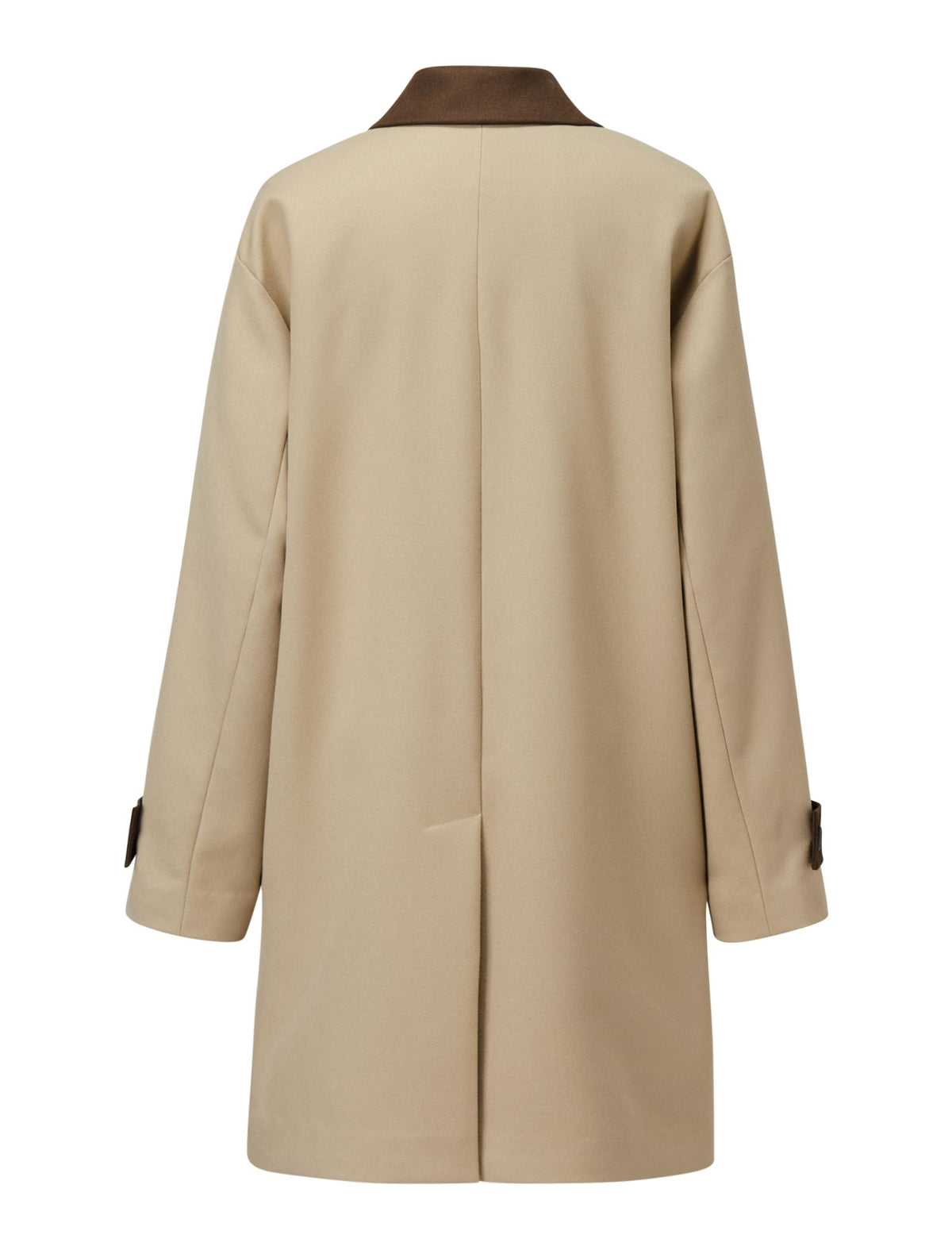 Contrast-Trim Trench Coat