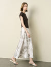 Satin Tie-Dye Midi Skirt