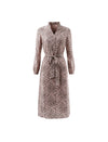 Leopard Print Long Sleeve Belted Fitted Dress