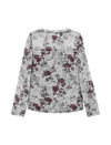 Vintage Floral Print Long Sleeve Ruched Top