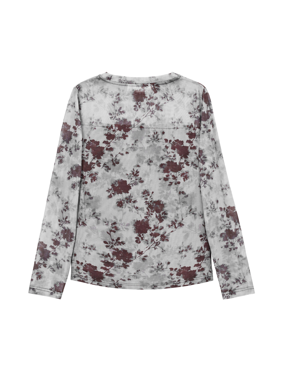 Vintage Floral Print Long Sleeve Ruched Top