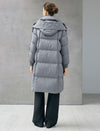 Hooded Quilted Zip-Front Ribbed-Cuff Long Puffer Coat