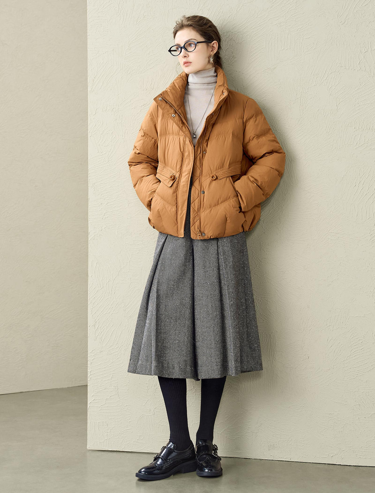 Herringbone Wool-Blend Culottes