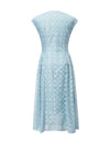 Openwork Print Cap Sleeve Midi Dress