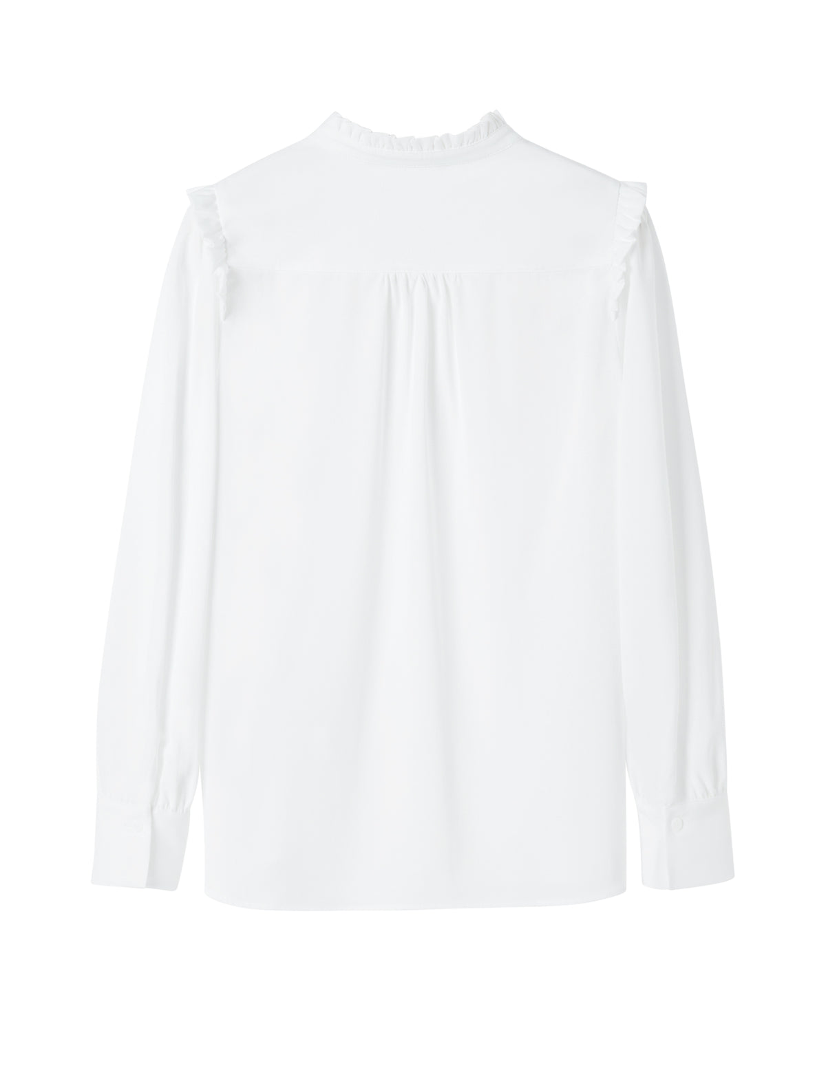 Elegant Ruffled Stand Collar Long-Sleeve Blouse