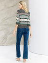 Multi-Color Chevron 3/4 Sleeve Knit Top