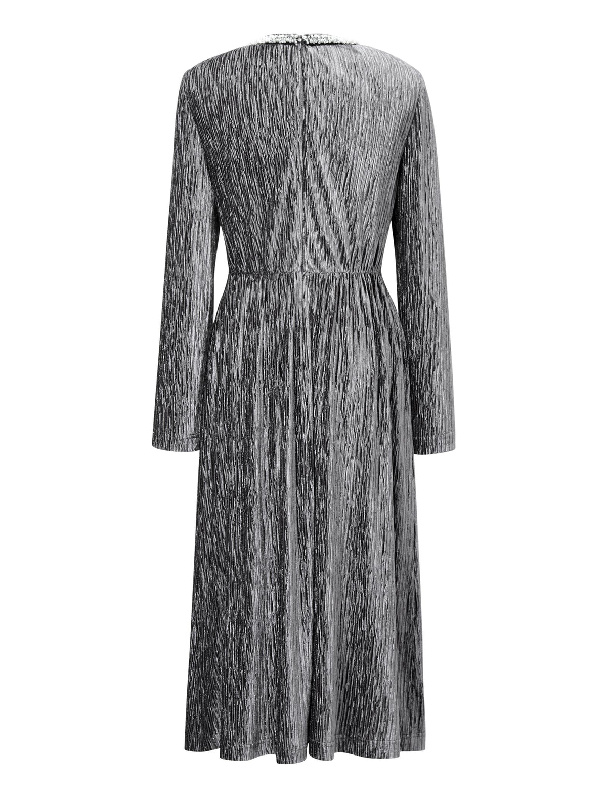 Velvet Waist-Defining Long-Sleeve Dress