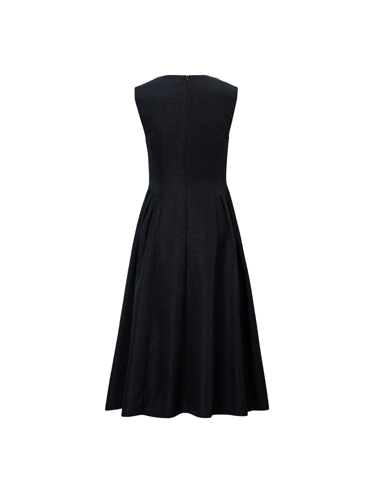 Beaded Round Neck Sleeveless Midi Dress