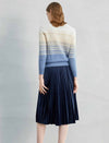 Solid Vintage Pleated A-Line Skirt