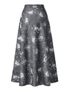 Vintage Printed High-Waist A-Line Midi Skirt