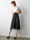 Elegant Lace Pleated A-Line Skirt