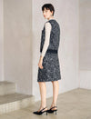Sparkle Tweed Wool Blend Straight H-Line Skirt