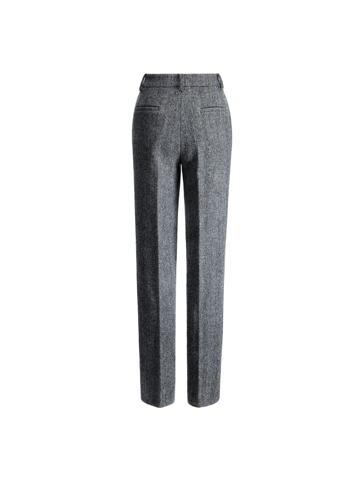 Wool Blend High-Waist Straight-Leg Pants