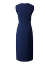 Sleeveless Sheath Midi Dress with Single-Breasted Detail