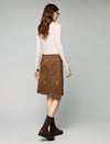 Embroidered Geometric High-Waist A-Line Midi Skirt