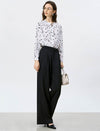 Star Print Mandarin Collar Blouse